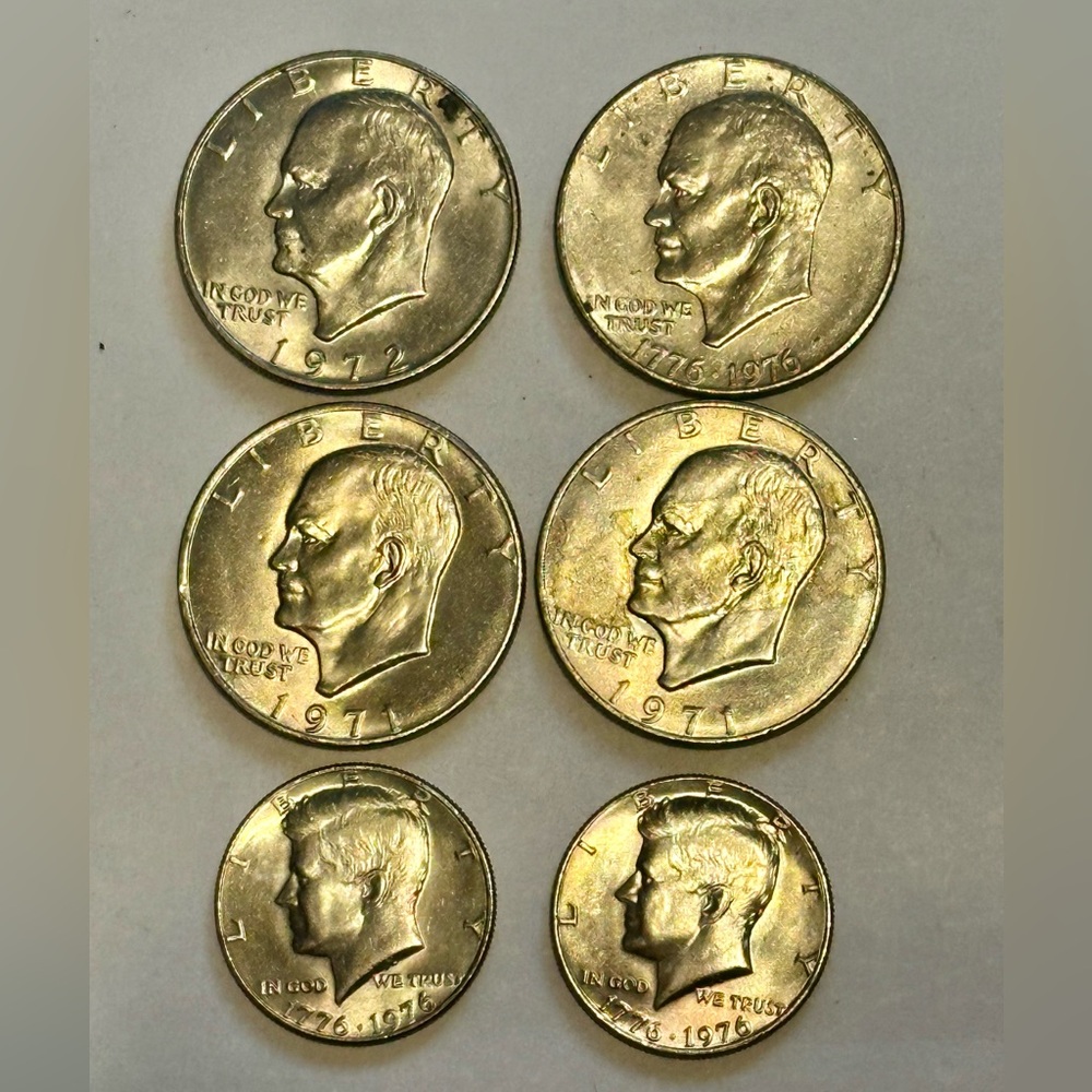 U.S. Eisenhower & Kennedy Silver-Tone Coin Lot - Gold/Brass Finish